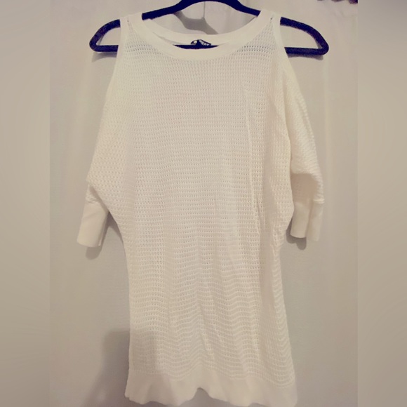 Express Tops - Express Woman’s white XS knitted sweater with open shoulders